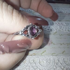 Elegant Purple Gemstone Silver Ring